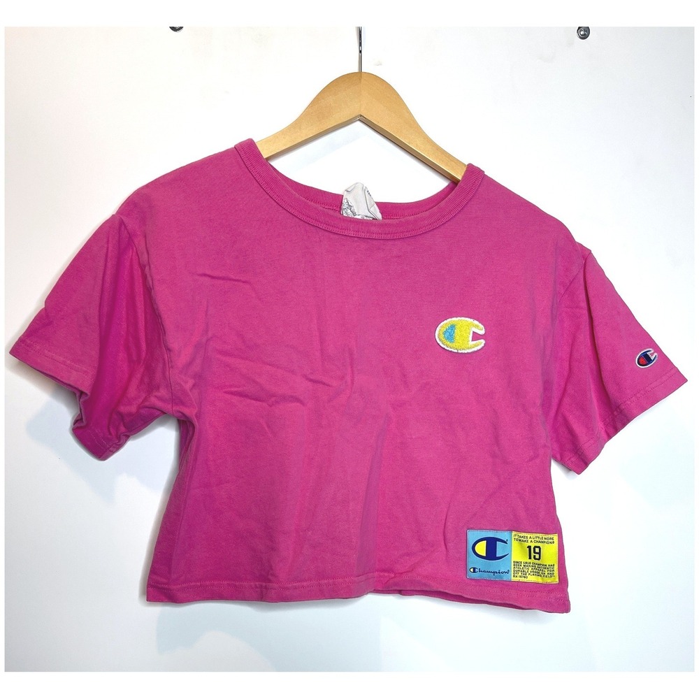 Champion Reverse Weave Cropped T Shirt Pink‎ Womens XS
